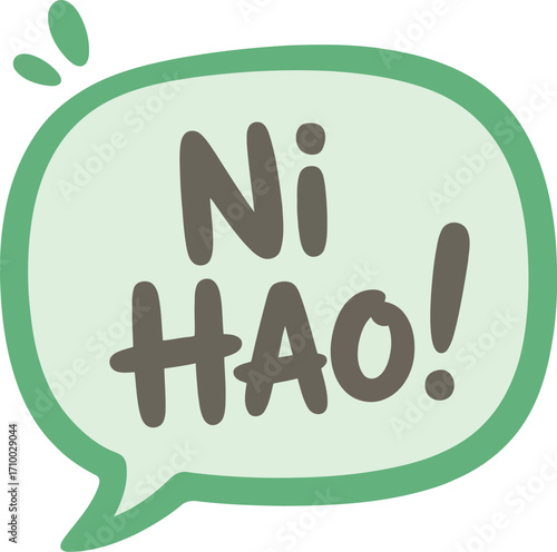 Ni hao speech bubble chinese greeting cartoon illustration vector