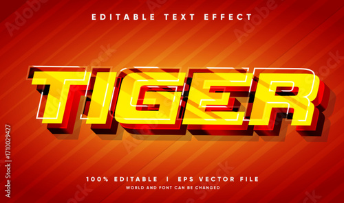 tiger 3d vector text effect with modern style