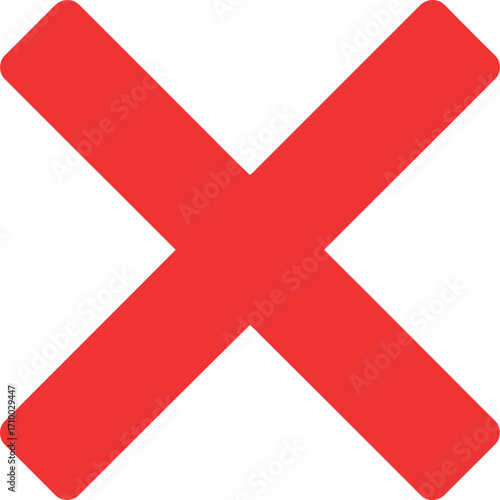 Red cross symbol vector graphic isolated on white negative no reject vector