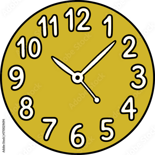 Vintage yellow clock face timekeeping concept isolated vector