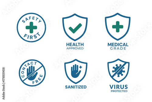 Health Medical Science Laboratories Badge Icons Set