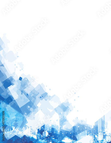 Abstração em tons de azul claro, fundo branco, estilo vetorial