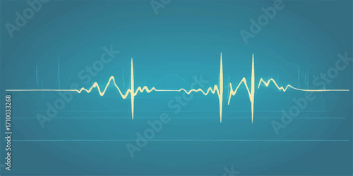 A vibrant green heartbeat wave on a medical monitor illustrates the pulse rate on a cardiogram line