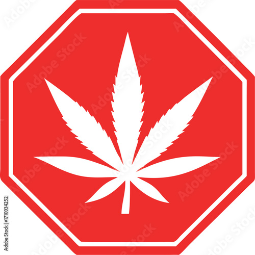 Mariuhana leaf symbol, danger marijuana or hemp icon, cannabis medical sign vector illustration .