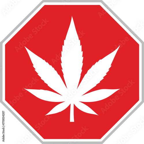 Mariuhana leaf symbol, danger marijuana or hemp icon, cannabis medical sign vector illustration .