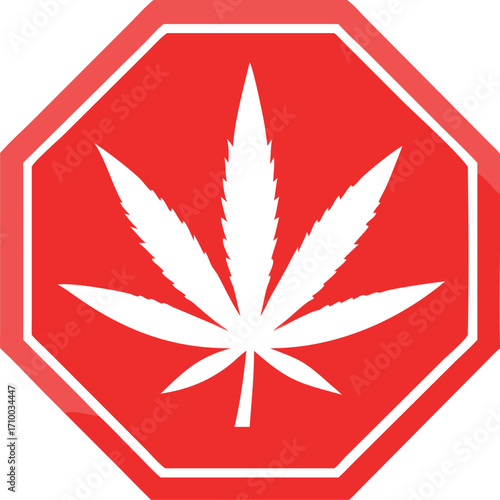Mariuhana leaf symbol, danger marijuana or hemp icon, cannabis medical sign vector illustration .