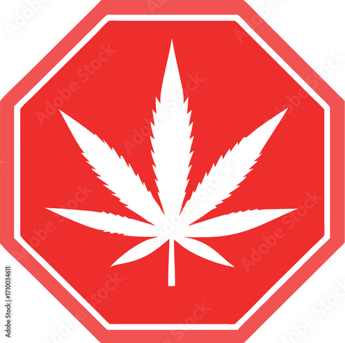Mariuhana leaf symbol, danger marijuana or hemp icon, cannabis medical sign vector illustration .