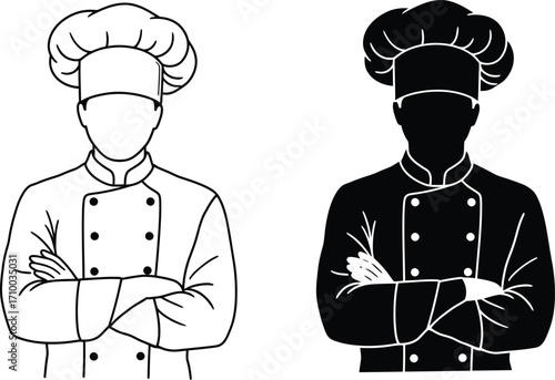 Two chef portraits in contrasting black and white styles presented side by side