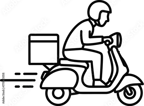 Person on a scooter delivering goods with a rear storage box