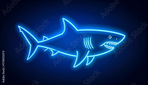 Neon shark silhouette