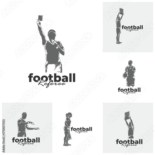 Set of Football referee design vector illustration. Soccer referee silhouette