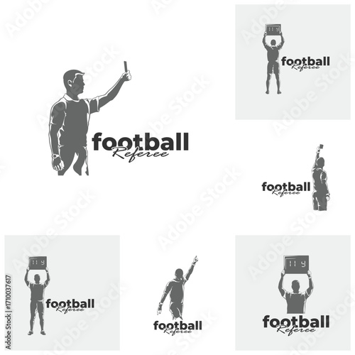 Set of Football referee design vector illustration. Soccer referee silhouette