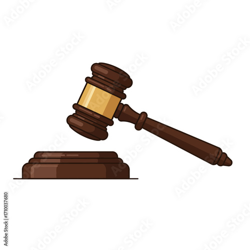 Wooden gavel and sounding block symbolizing justice law and legal decisions in a courtroom setting
