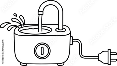 Water filling up a small appliance with a dripping faucet