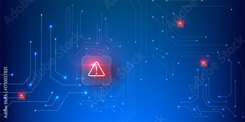 scam alert denger blue circuit background