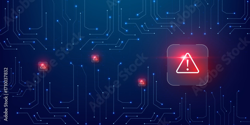 scam alert denger blue circuit background