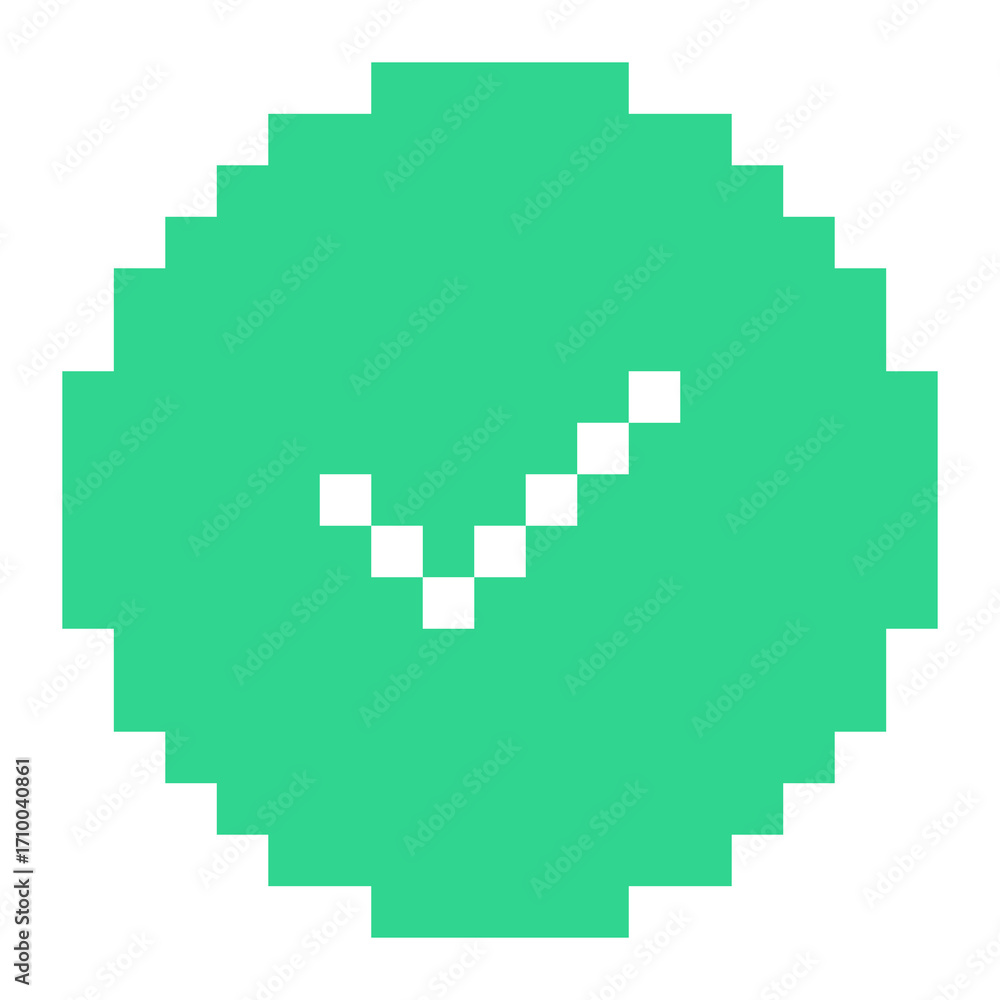 Fototapeta premium Flat pixel check circle icon