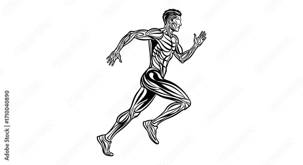 Obraz premium Muscular Anatomy of a Sprinter in Motion.