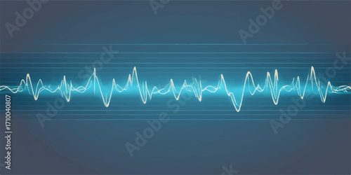 Abstract blue background with a heartbeat line forming a heart and pulse wave for medical and health illustration