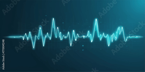 Blue graphic cardiogram line on a monitor illustrating a heartbeat pulse wave for medical health and technology illustration