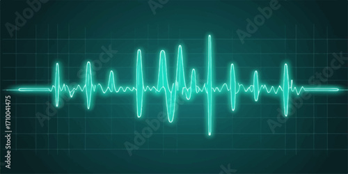 Green EKG pulse wave on a monitor showing a heartbeat line for medical health test illustration