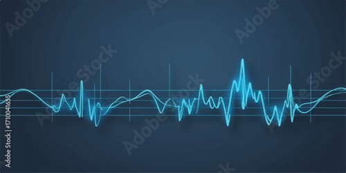 The graphic shows a green cardiogram wave of a heartbeat on a medical monitor, an ECG line tracing the pulse rate