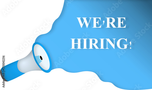 We Are Hiring Poster – Pastel Background with Bold Text for Job Recruitment, Modern Flat Design Vektorillustration.We are hiring
