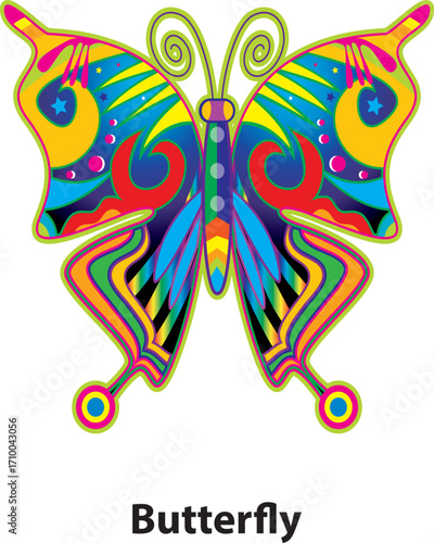 Beautiful colorful butterfly illustration isolated on white background