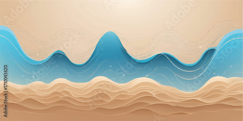 Seamless summer ocean waves and sand pattern illustration vector design texture