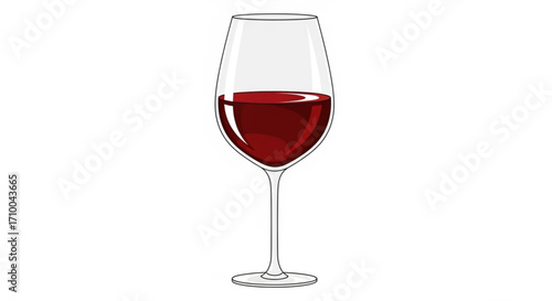 A glass of red wine, showcasing its rich color and elegant shape against a clean, minimalist backdrop