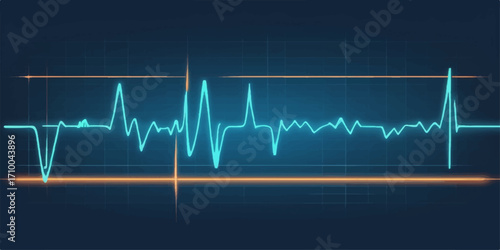 Green heartbeat wave on a monitor showing an ECG or cardiogram line that forms a symbolic heart shape, perfect for medical or healthcare illustrations