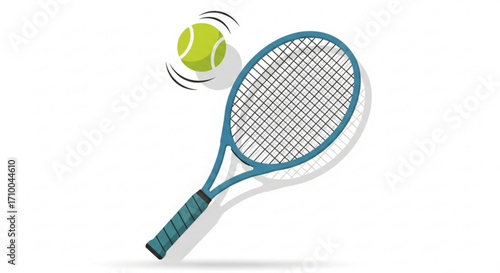 Tennis racket and ball, sport equipment for recreational activity and competitive match