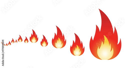 Flame Vector Illustration Fire Elements Red Orange Gradient Modern Design