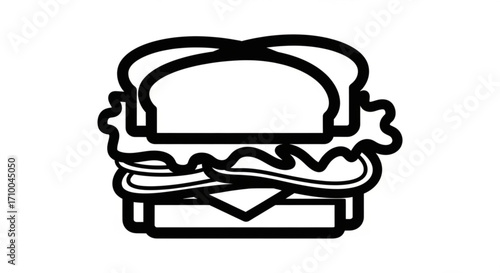 Delicious sandwich icon, a simple and clean design perfect for foodrelated apps, websites, or menus, conveying a sense of taste