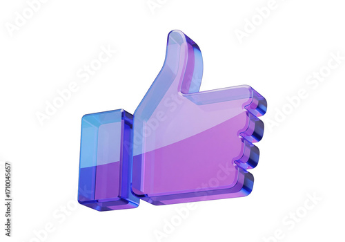 Stunning 3D glass thumbs up icon conveying approval, success, and positive feedback for modern brands
