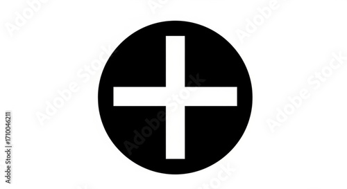 A simple plus sign inside a circle, representing addition, positivity, medical, and mathematical concepts