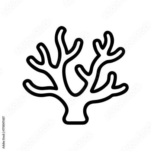 Vector outline drawing of coral reef sea life marine biology underwater ocean ecosystem aquatic plant illustration