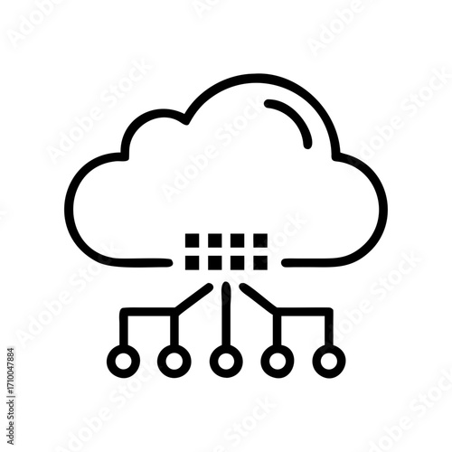 Cloud computing network data server storage system technology internet connection digital database diagram icon