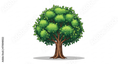 Illustration of a lush green tree, symbolizing growth, nature, and environmental sustainability in a simple design
