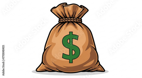 Money bag with dollar sign, a symbol of wealth and finance, perfect for business and economic illustrations