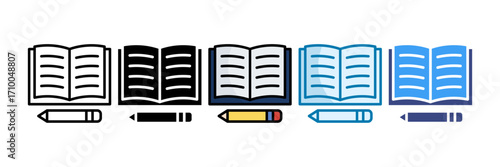 Open Book Icon Set Multiple Style Collection