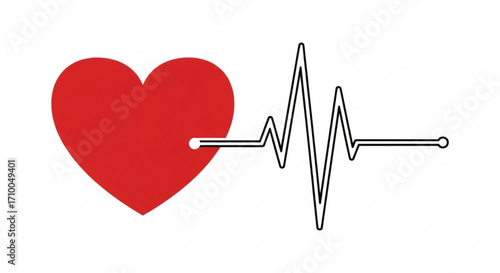 A red heart with a pulse line attached, symbolizing health, love, and vitality