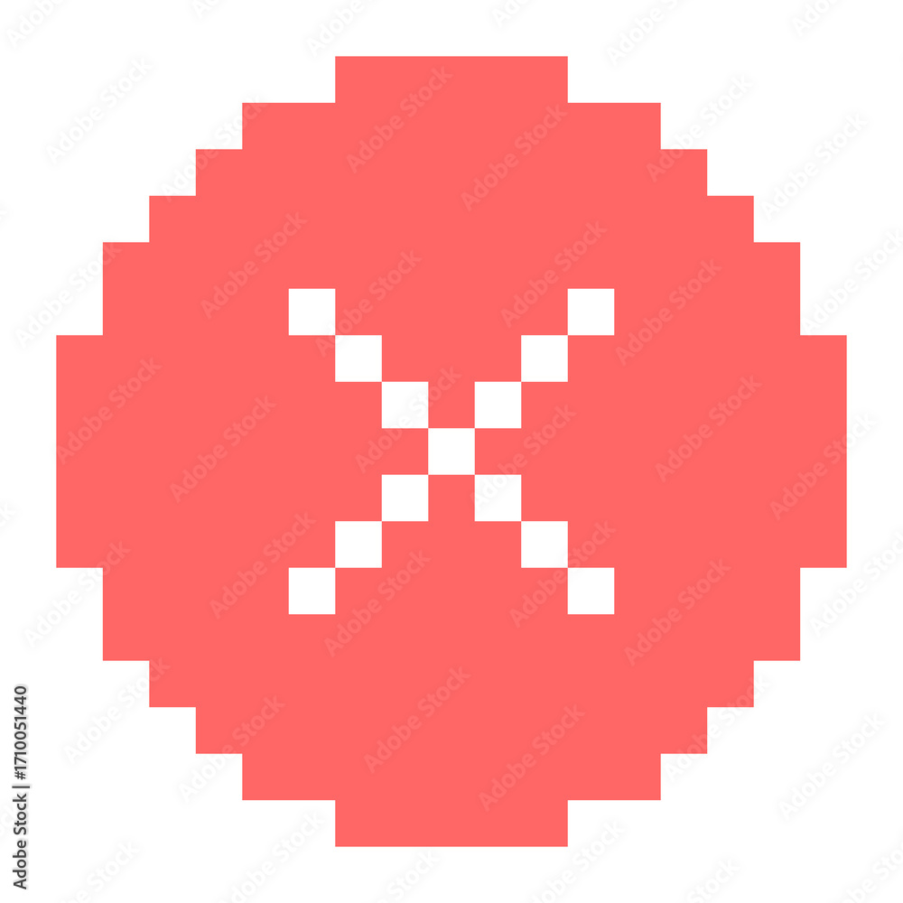 Fototapeta premium Flat pixel cancel circle symbol