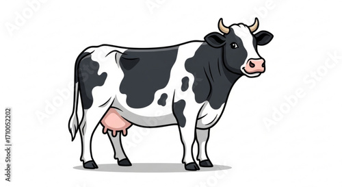 Holstein cow standing gracefully, a symbol of dairy farming and rural life, with its distinctive black and white markings