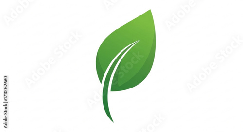 A vibrant green leaf with a delicate vein pattern, , symbolizing nature, growth, and environmental awareness