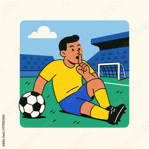 Soccer Player Resting on Sideline – Break and Tactics