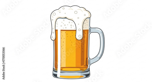 Illustration of a mug of beer with foam, perfect for celebrating oktoberfest or enjoying a refreshing beverage