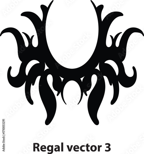 Elegant regal design element with intricate details isolated on white background