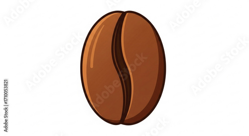 A single brown coffee bean, a symbol of morning energy and the rich aroma of a freshly brewed cup