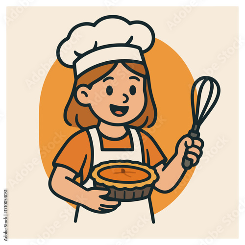Young Chef Cooking – Kid with Whisk and Frying Pan
